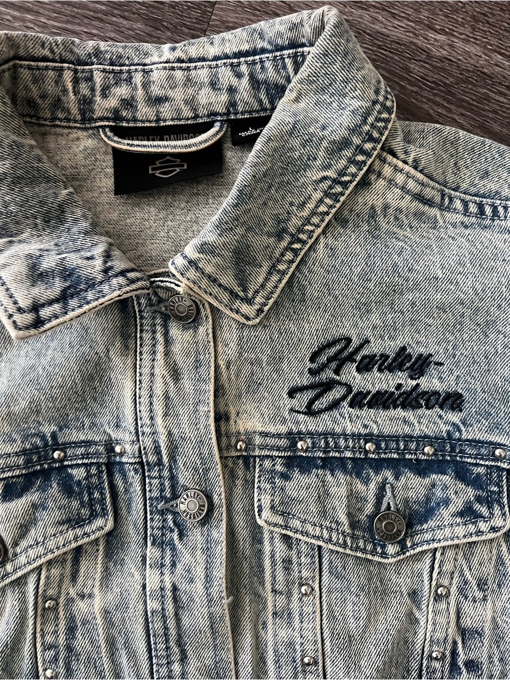 Harley-Davidson WOMEN'S ROSE & THORN BLING DENIM JACKET Size Large - Picture 7 of 13
